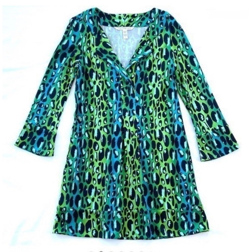 Diane Von Furstenberg‎ Silk Leopard Mini Dress Bold Glam Resort Size 6 - Picture 3 of 6